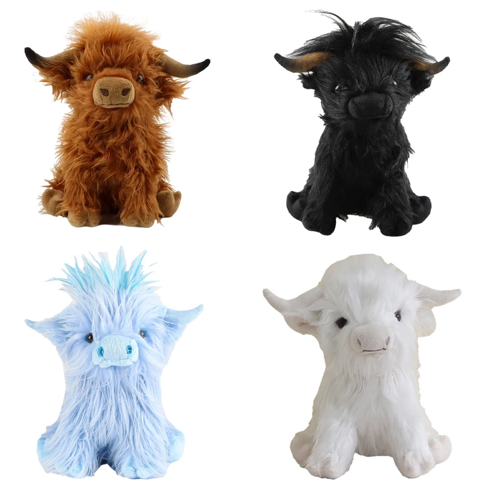Fluffy Highland Cow Plush Toy โ 25cm Soft Stuffed Cow Plushie Gift