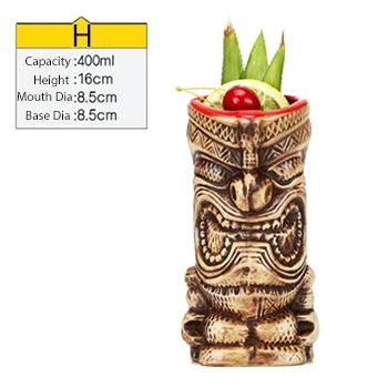 Tiki Mugs Ceramic Hawaiian Luau Cocktail Mugs