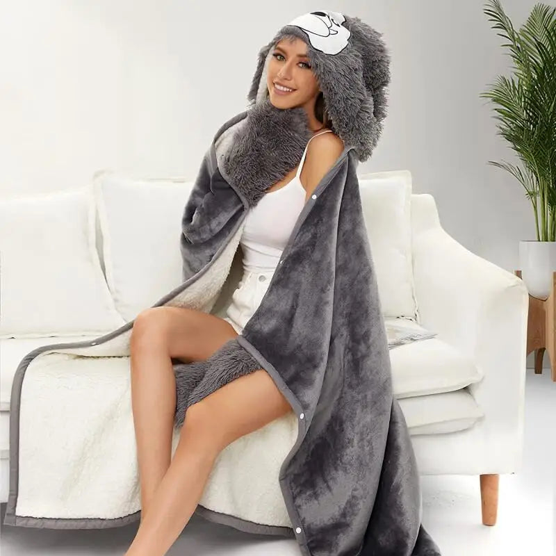 Animal Hooded Wearable Blanket for Women