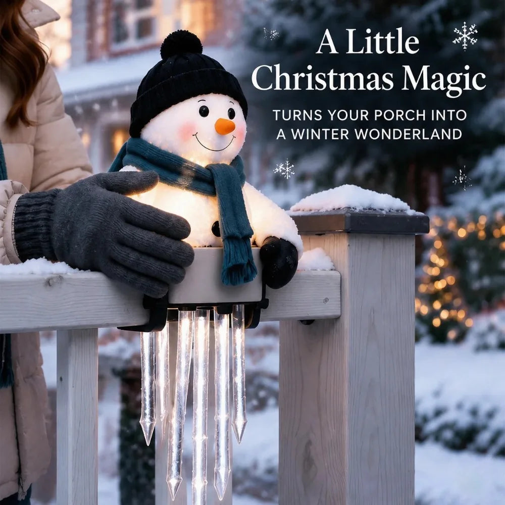 Snowman Icicle Light Porch Decor