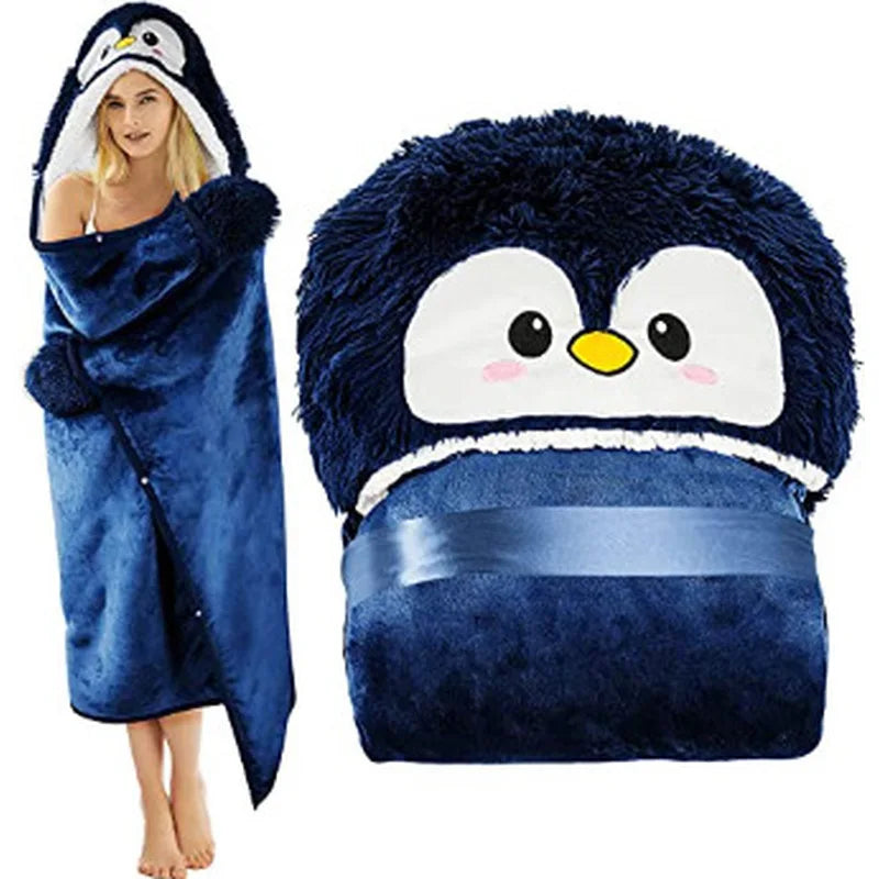 Animal Hooded Wearable Blanket for Women