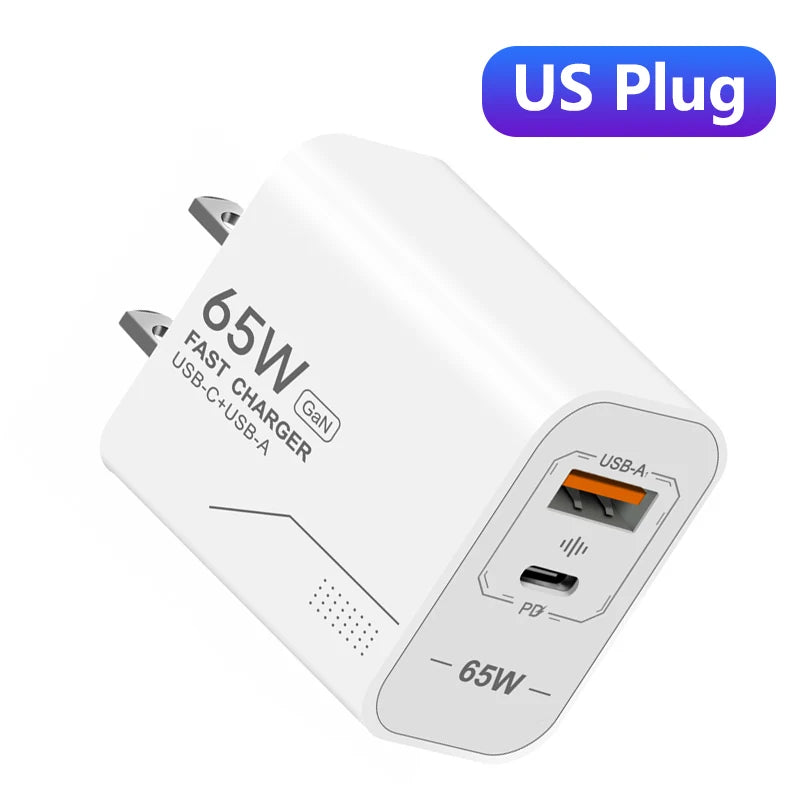 65W GaN Fast Charger Wall Adapter