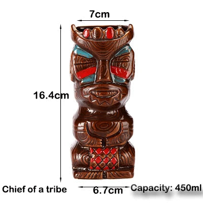 Tiki Mugs Ceramic Hawaiian Luau Cocktail Mugs
