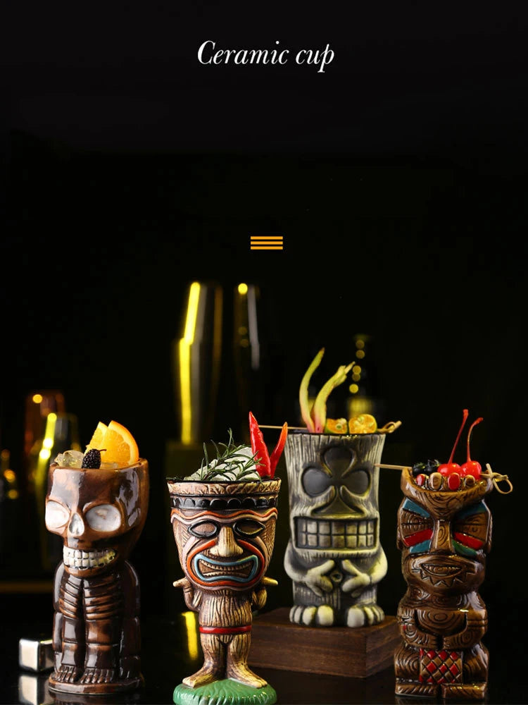 Tiki Mugs Ceramic Hawaiian Luau Cocktail Mugs