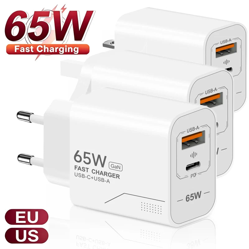 65W GaN Fast Charger Wall Adapter