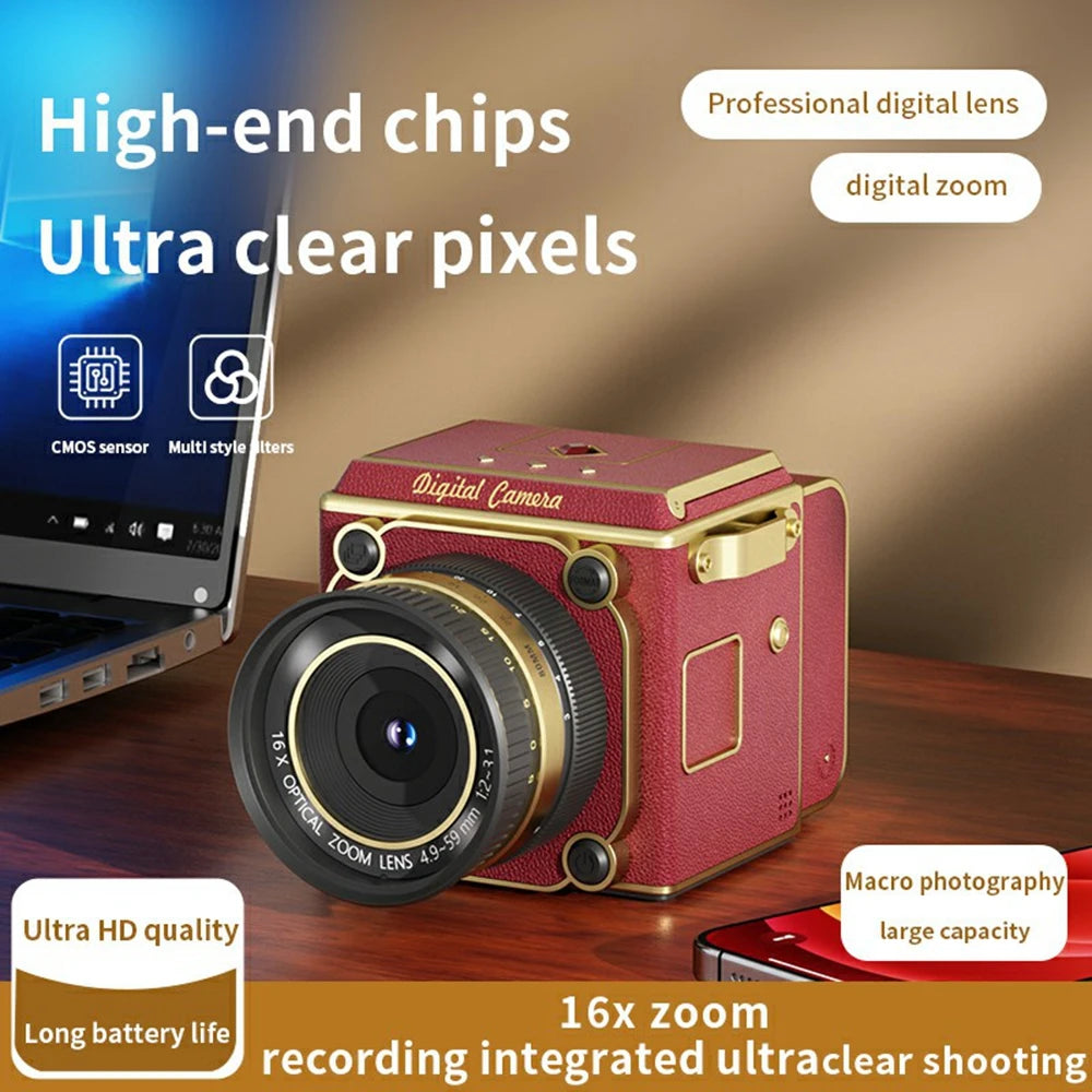 Vintage Retro Digital Camera with 16X Zoom