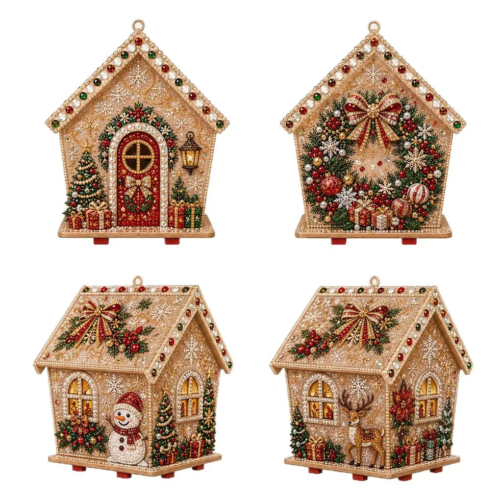 Wooden Christmas House Diamond Painting Kit