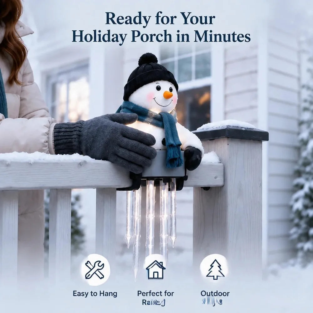 Snowman Icicle Light Porch Decor