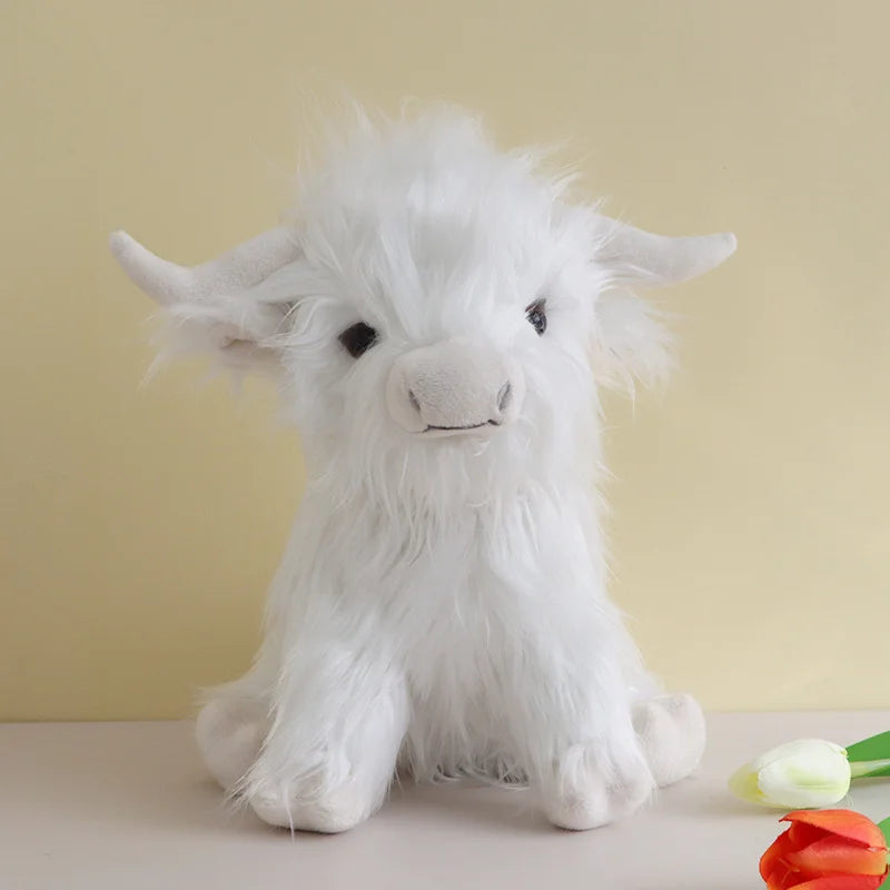 Fluffy Highland Cow Plush Toy โ 25cm Soft Stuffed Cow Plushie Gift