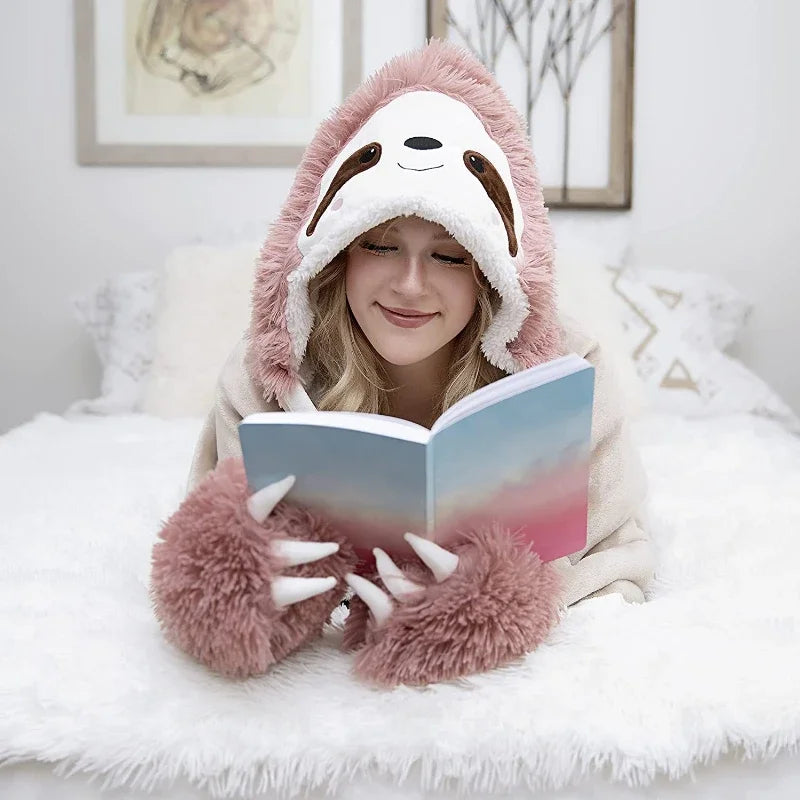 Sloth Hooded Blanket with Sleeves