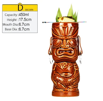 Tiki Mugs Ceramic Hawaiian Luau Cocktail Mugs