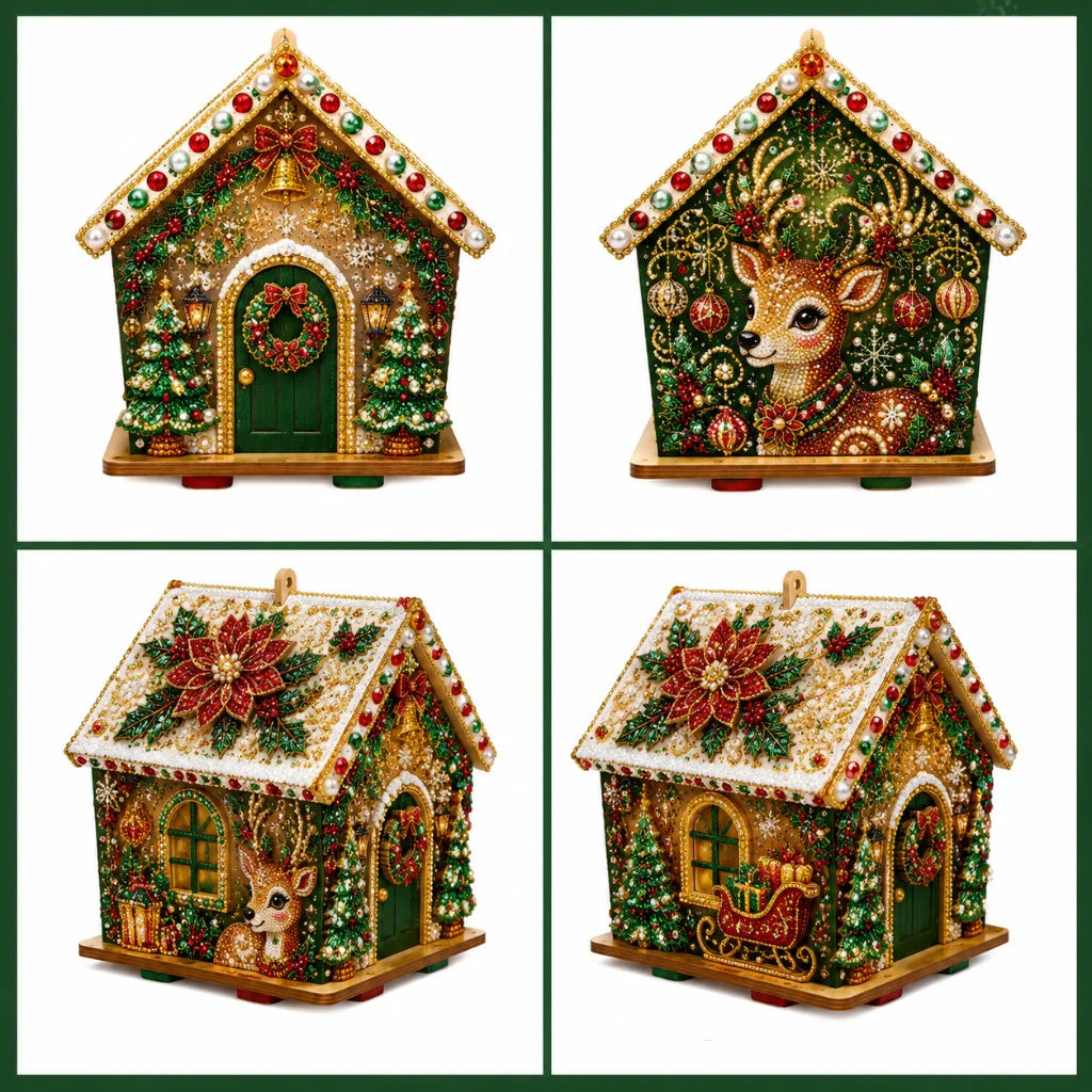 Wooden Christmas House Diamond Painting Kit