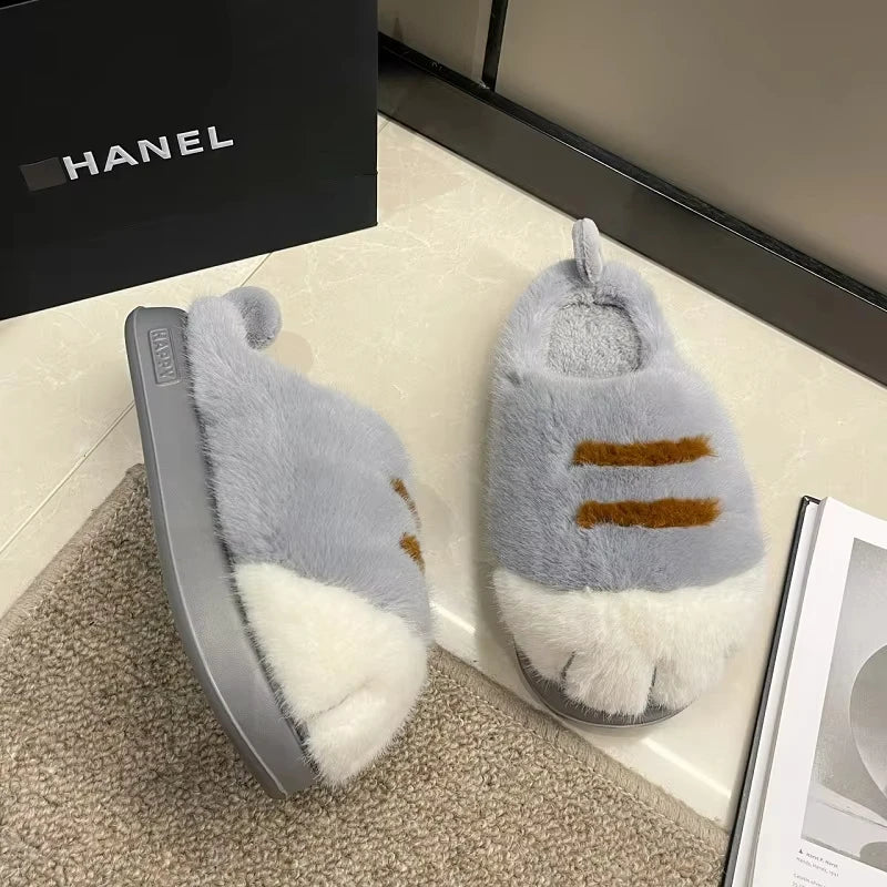 Cat Claw Plush Slippers for Women