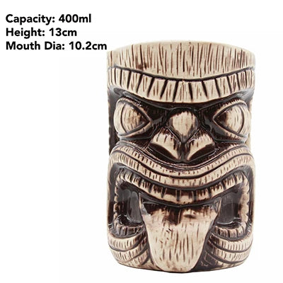 Tiki Mugs Ceramic Hawaiian Luau Cocktail Mugs