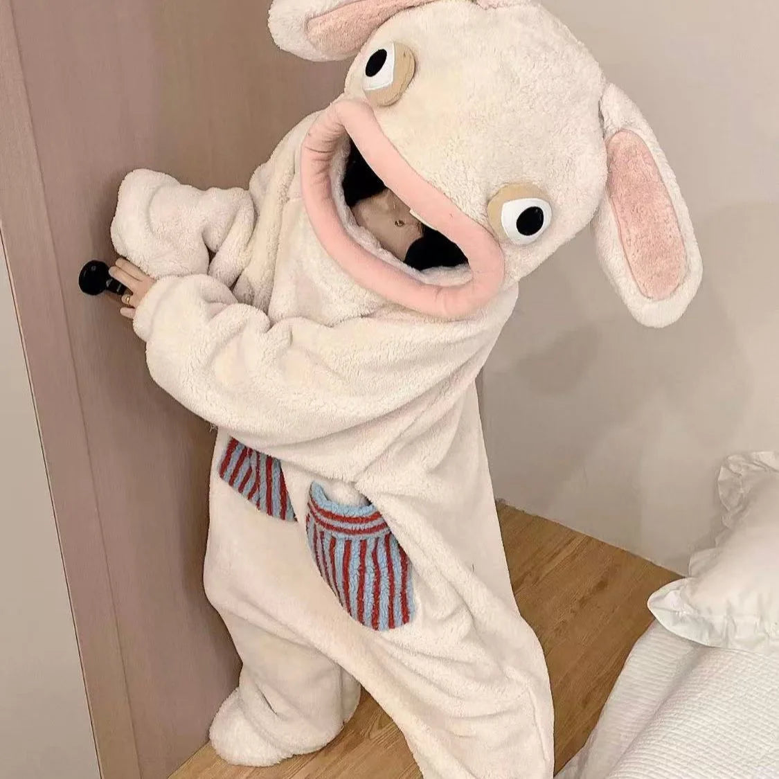 Rabbit Coral Fleece Pajamas Hooded Sleepwear