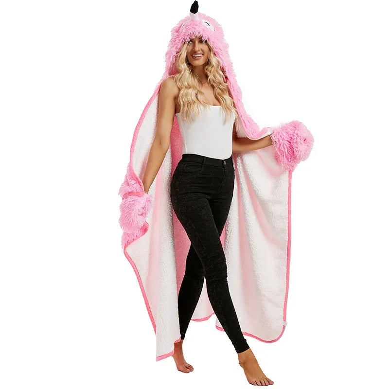 Sloth Hooded Blanket with Sleeves