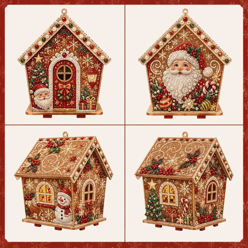 Wooden Christmas House Diamond Painting Kit