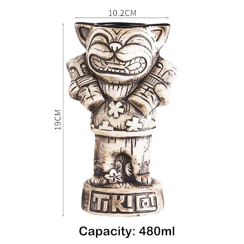 Tiki Mugs Ceramic Hawaiian Luau Cocktail Mugs
