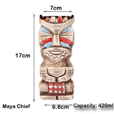 Tiki Mugs Ceramic Hawaiian Luau Cocktail Mugs