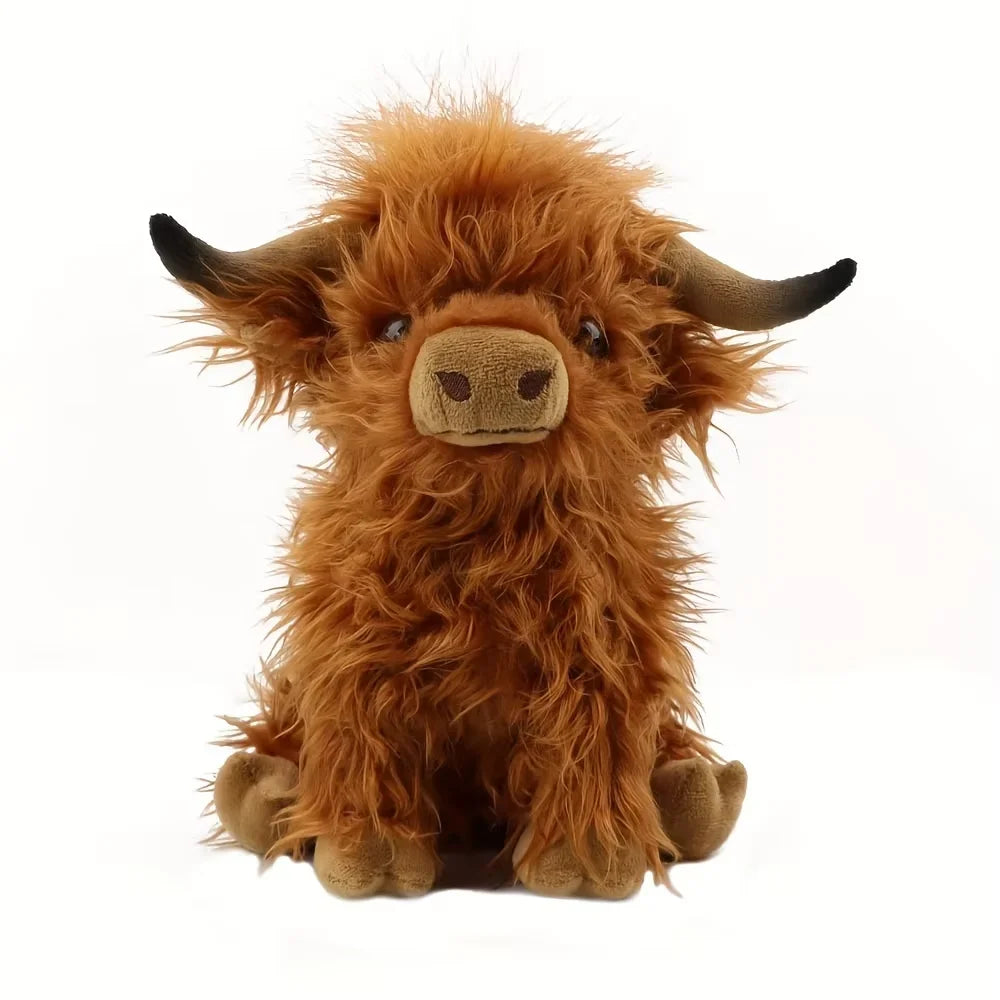 Fluffy Highland Cow Plush Toy โ 25cm Soft Stuffed Cow Plushie Gift