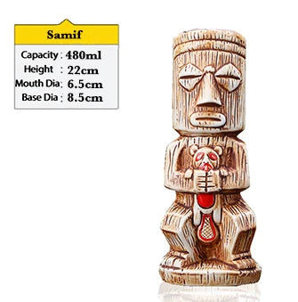 Tiki Mugs Ceramic Hawaiian Luau Cocktail Mugs
