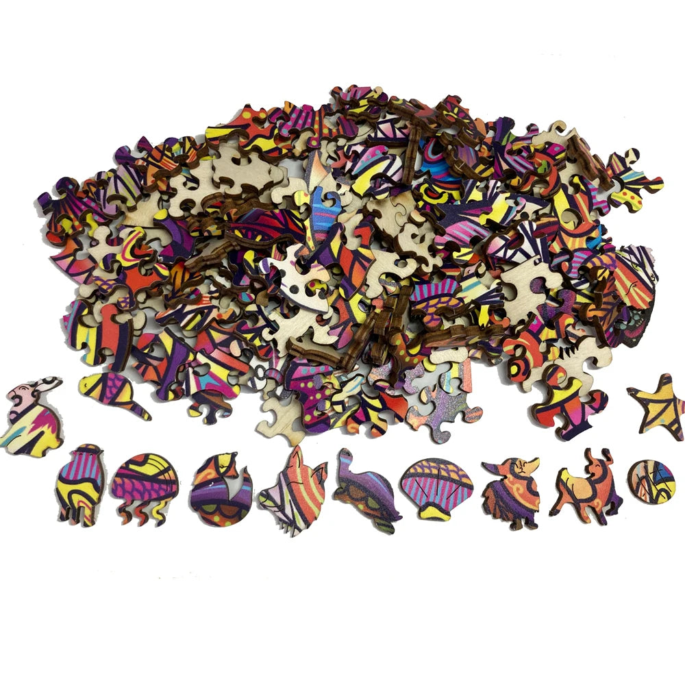 Wooden Fox Family Jigsaw Puzzle