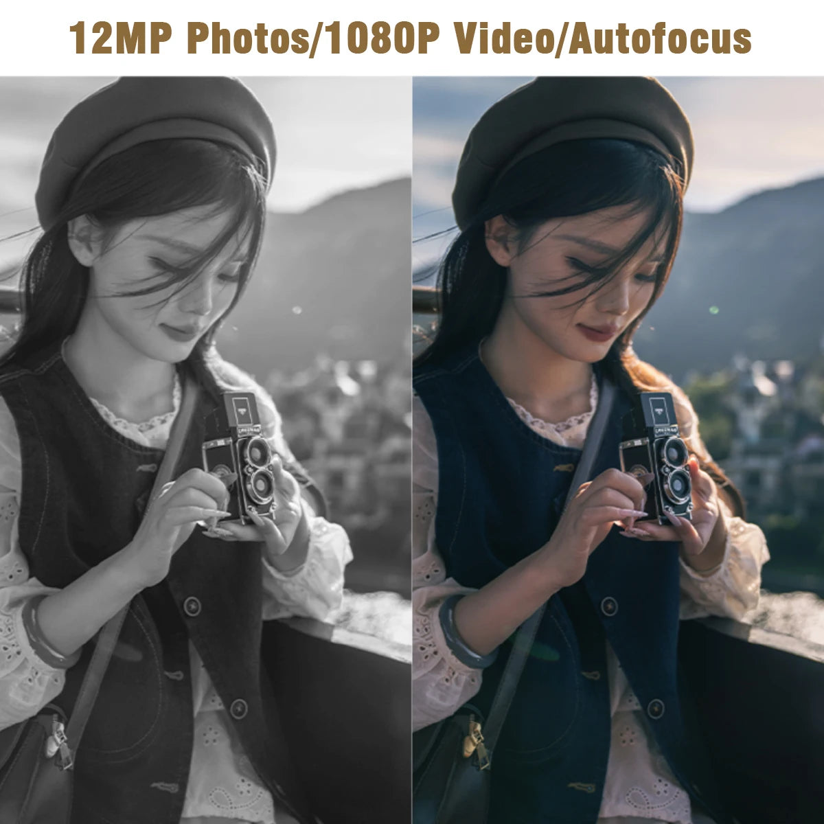 Vintage Mini Digital Camera, 1080P Video