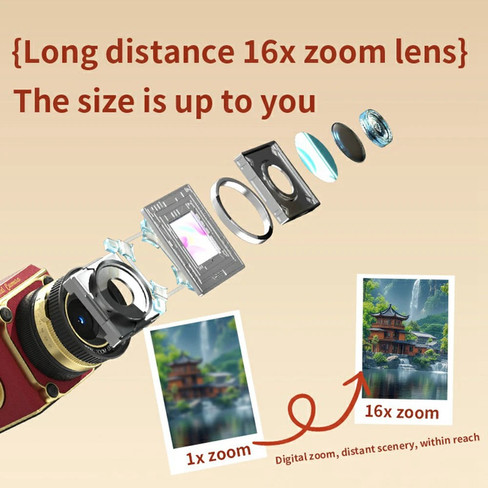 Vintage Retro Digital Camera with 16X Zoom