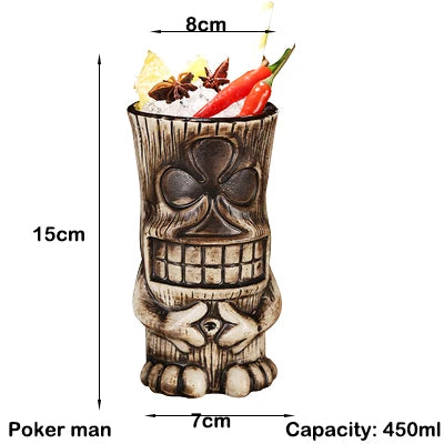 Tiki Mugs Ceramic Hawaiian Luau Cocktail Mugs