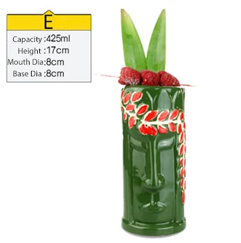 Tiki Mugs Ceramic Hawaiian Luau Cocktail Mugs