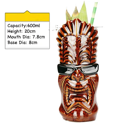 Tiki Mugs Ceramic Hawaiian Luau Cocktail Mugs