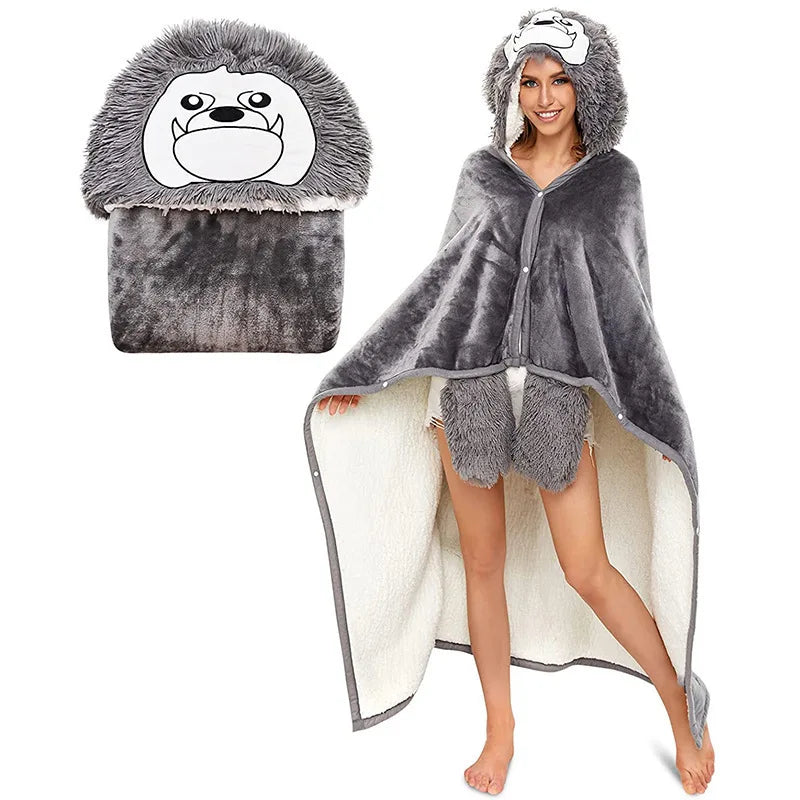 Animal Hooded Wearable Blanket for Women