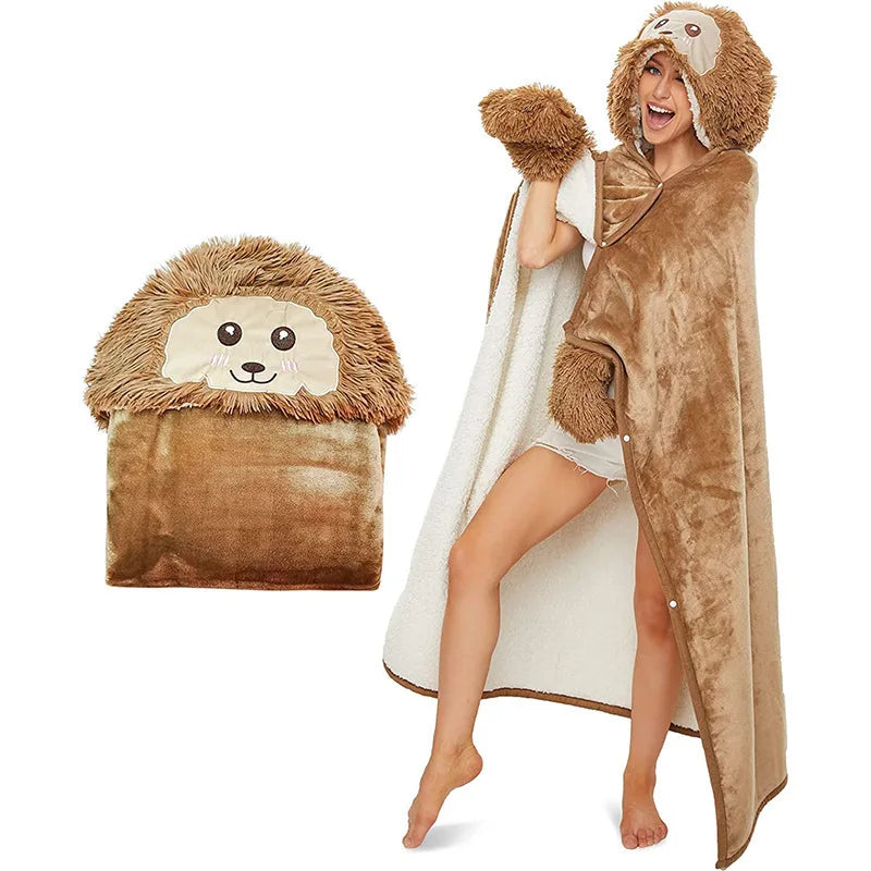 Animal Hooded Wearable Blanket for Women