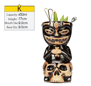 Tiki Mugs Ceramic Hawaiian Luau Cocktail Mugs