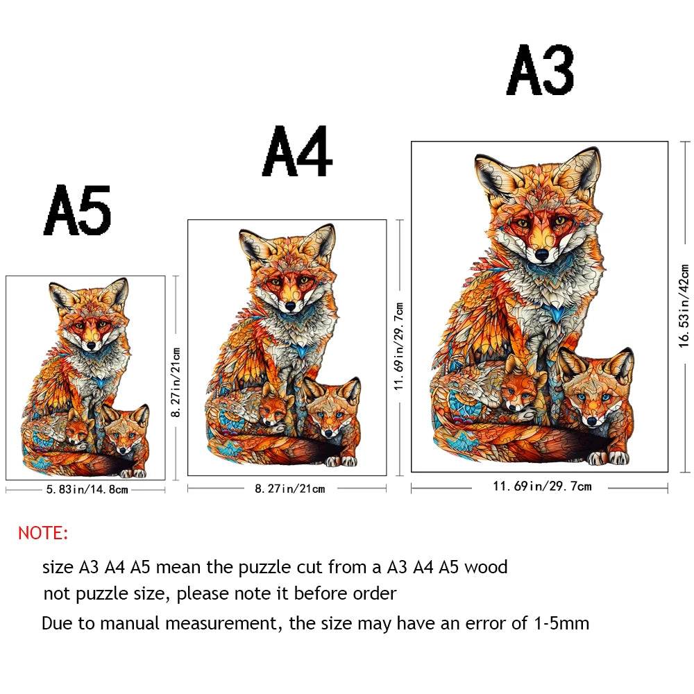 Wooden Fox Family Jigsaw Puzzle