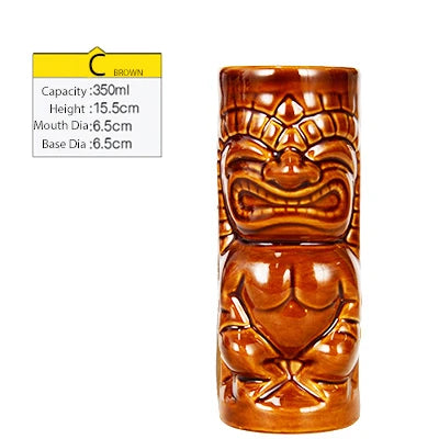 Tiki Mugs Ceramic Hawaiian Luau Cocktail Mugs
