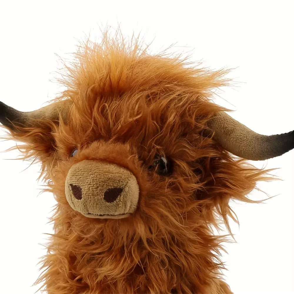 Fluffy Highland Cow Plush Toy – 25cm Soft Stuffed Cow Plushie Gift