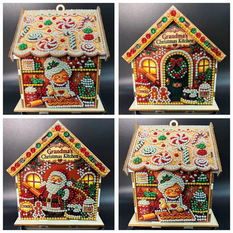Wooden Christmas House Diamond Painting Kit