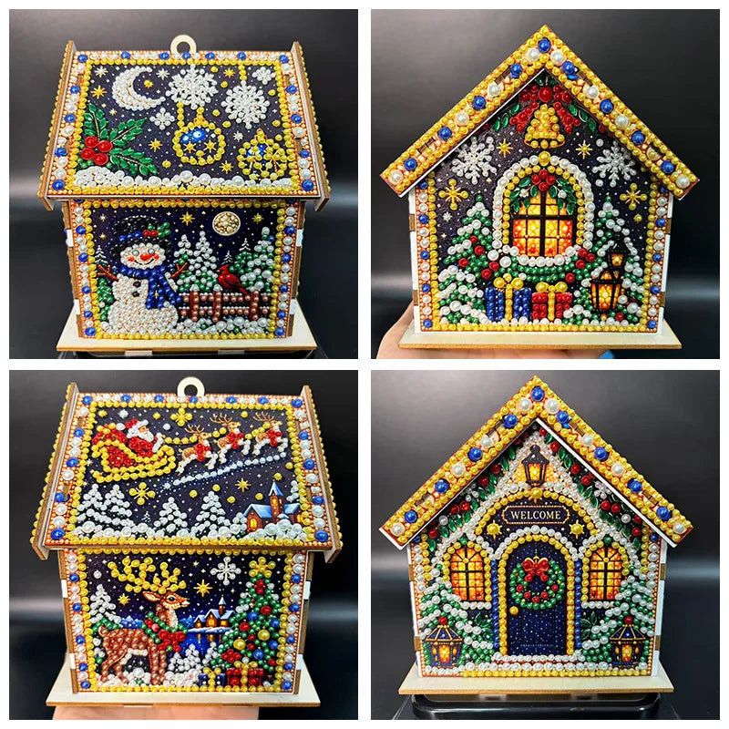Wooden Christmas House Diamond Painting Kit