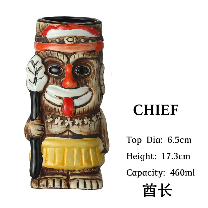 Tiki Mugs Ceramic Hawaiian Luau Cocktail Mugs