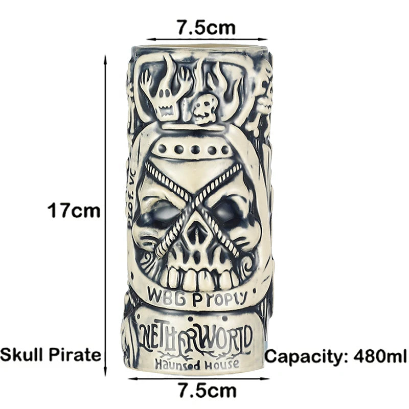Tiki Mugs Ceramic Hawaiian Luau Cocktail Mugs