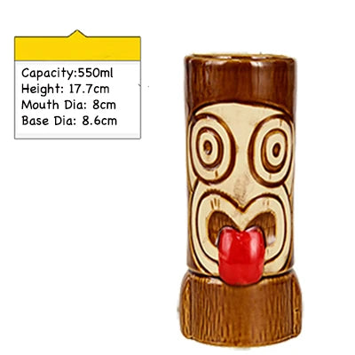 Tiki Mugs Ceramic Hawaiian Luau Cocktail Mugs