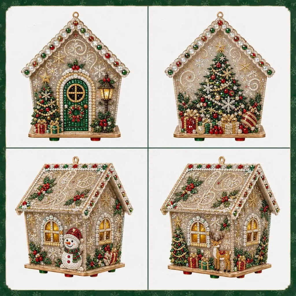 Wooden Christmas House Diamond Painting Kit