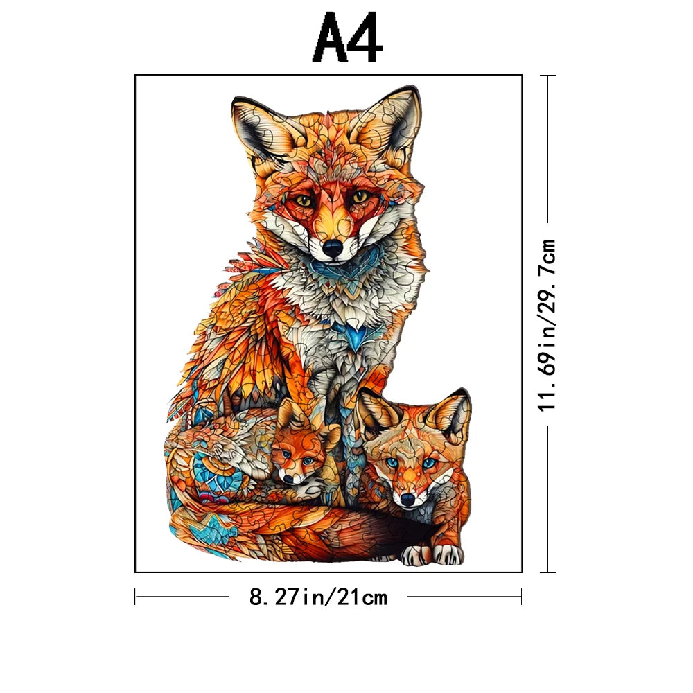 Wooden Fox Family Jigsaw Puzzle