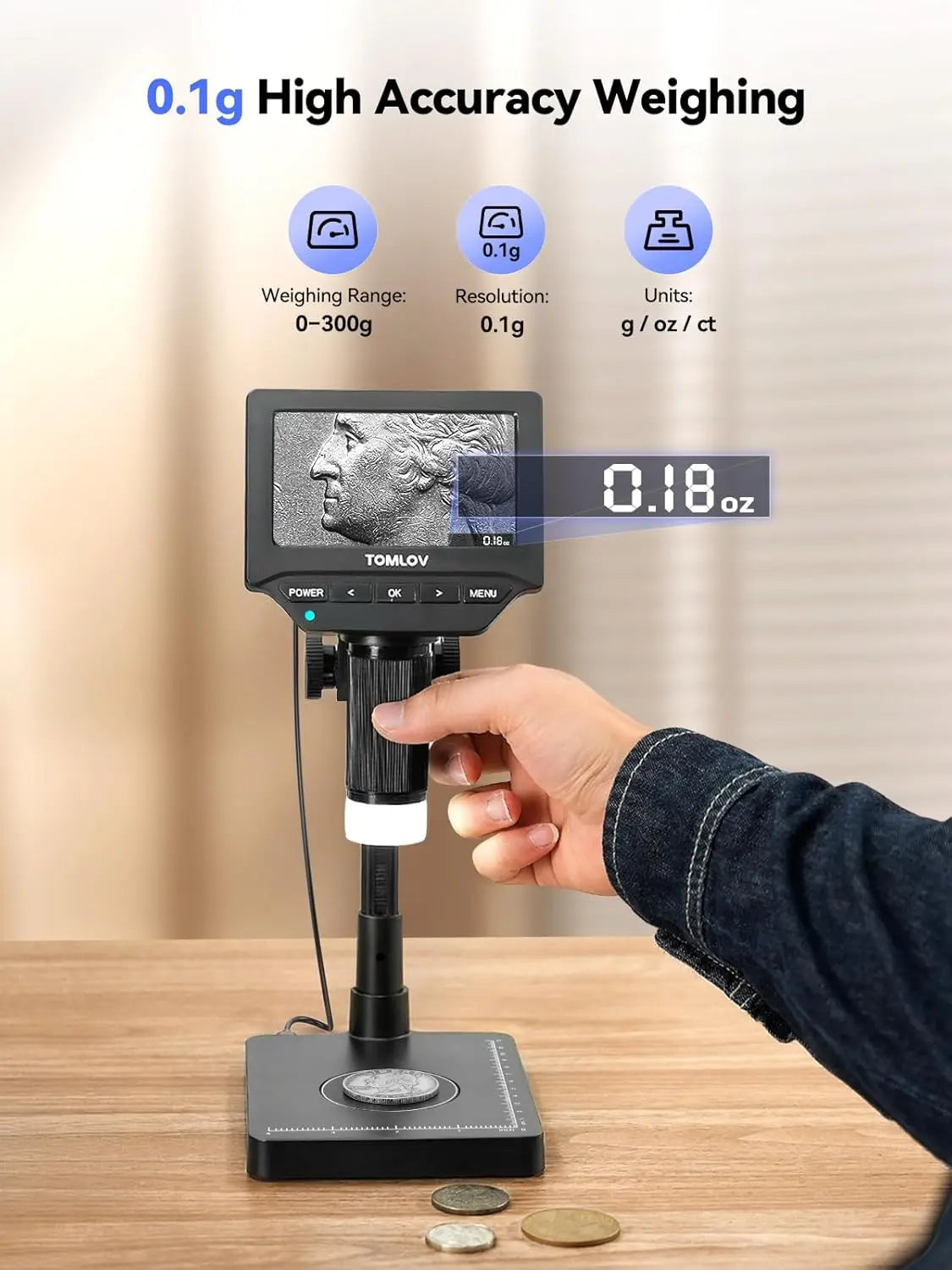 Digital Coin Microscope with Weighing Scale