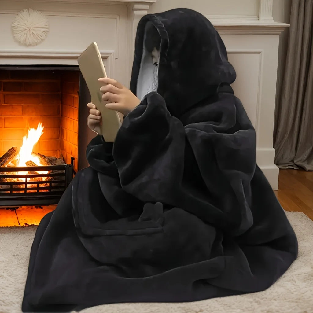 Oversized Fleece Hoodie Blanket with Pocket
