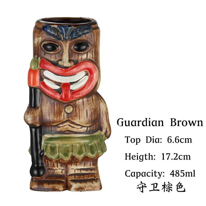 Tiki Mugs Ceramic Hawaiian Luau Cocktail Mugs