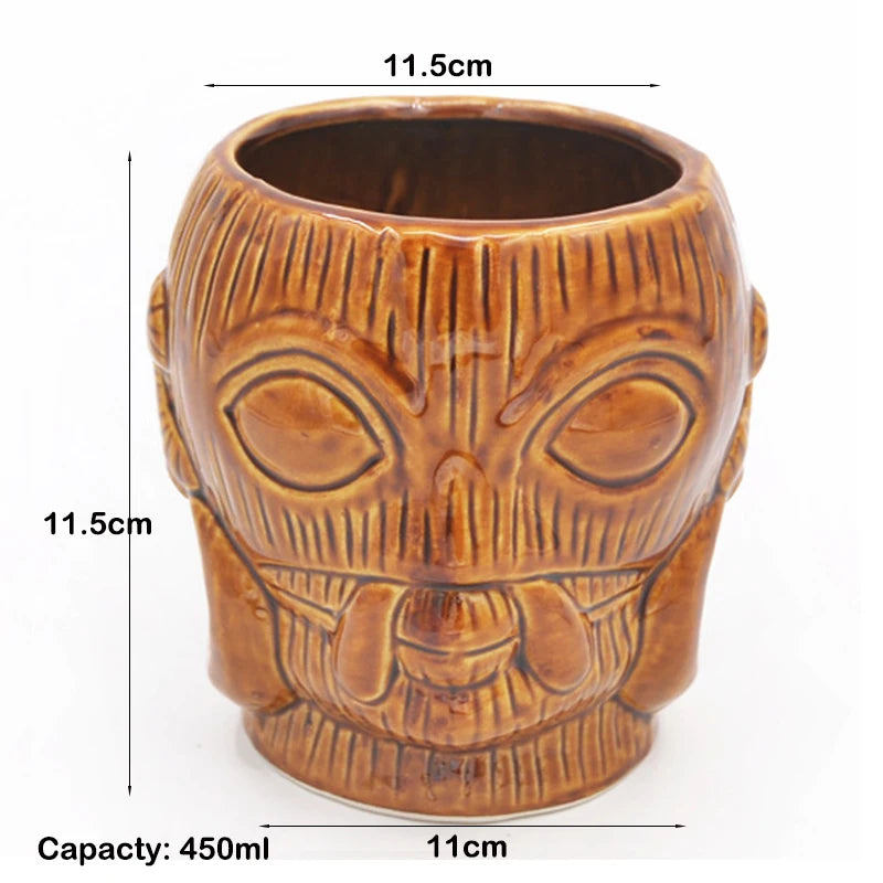 Tiki Mugs Ceramic Hawaiian Luau Cocktail Mugs