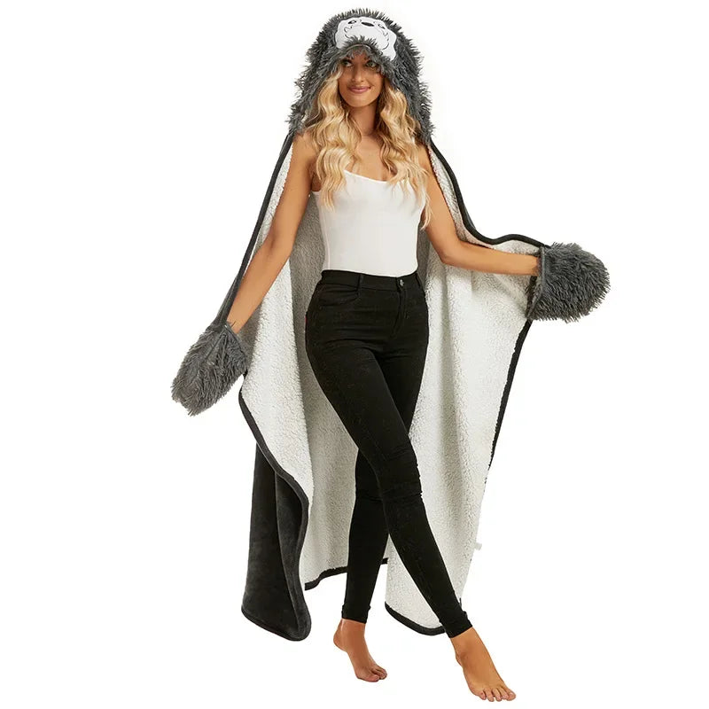 Sloth Hooded Blanket with Sleeves