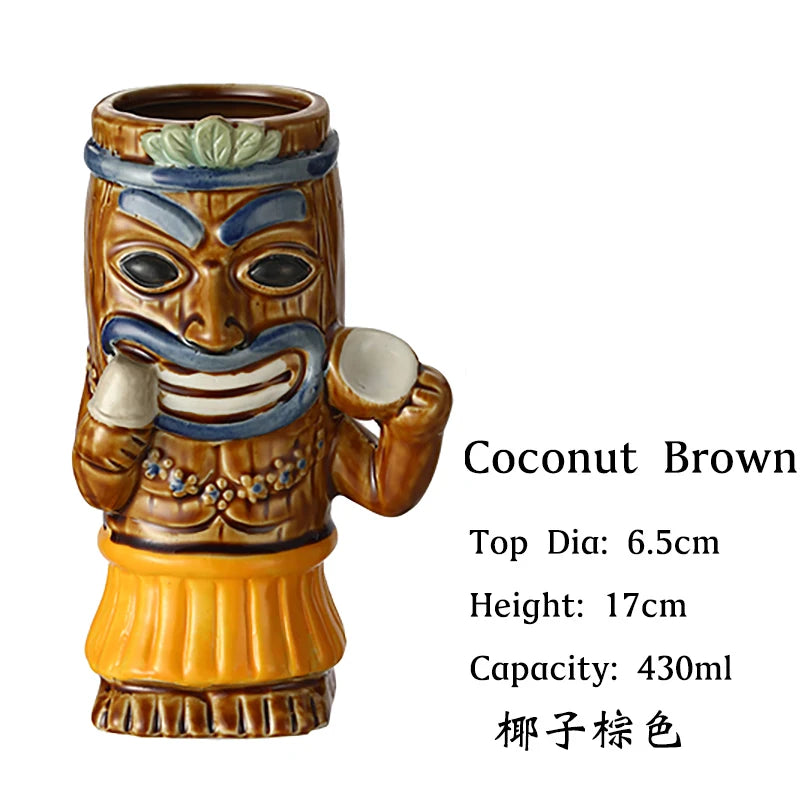 Tiki Mugs Ceramic Hawaiian Luau Cocktail Mugs